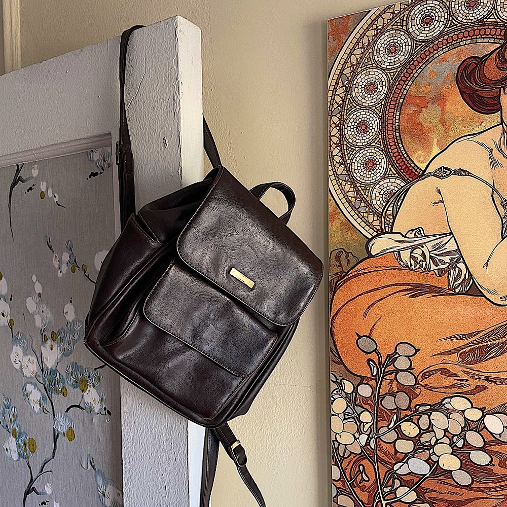 Vintage 90s Leatherlike Mini Backpack